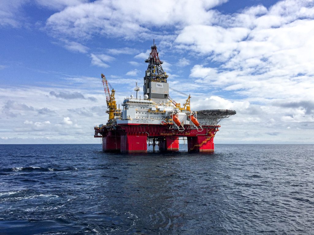 oil platform rig in the ocean.